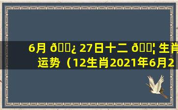 6月 🌿 27日十二 🐦 生肖运势（12生肖2021年6月27日运势）